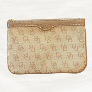 Dooney & Bourke Logo Zip Pouch Tan Canvas | Y2K Revival